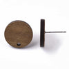 E815B - 100 pcs. 304 Stainless Steel Earring Posts Studs Settings Cabochons Tacks - 15mm Diameter - Wood - Brown - Thin Frame