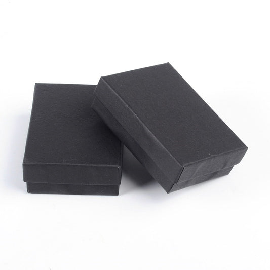 W020 - 4 pcs. Black Jewelry Cardboard Gift Display Box - 9cm x 6.5cm x 2.5cm (3.5" x 2.5" x 1")
