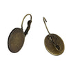 E288A - 10 pcs. Antique Bronze Oval Earring Clips Settings Lever Back Posts Bezels Cabochons - 18x13mm Glue Pad Setting - Made of Copper! 30x13mm