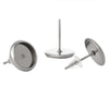 E175 - 10 pcs. 304 Stainless Steel Earring Posts Studs Settings Bezels Cabochons Tacks - 8mm Glue Pad Setting