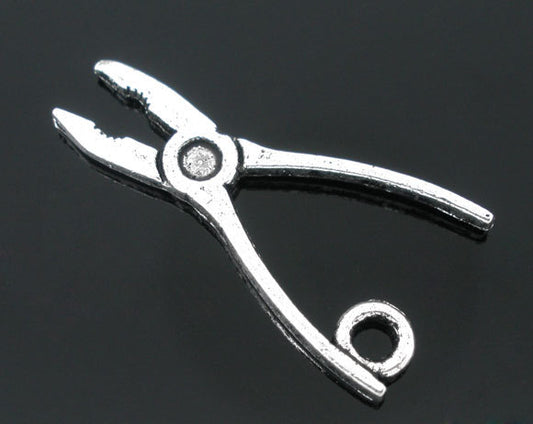 P011A - 50 pcs. Antique Silver Pliers Charms Pendants - 24x11mm (1 inch)