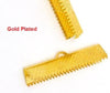 BA044 - 100 pcs. Gold Plated Textured Ribbon Crimp End Caps - 30mm x 7.5mm