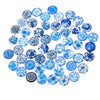 CA349 - 10 pcs Circle White Blue Flower Glass Round Dome Seals Tiles Cabochons - 12mm - Assortment of Designs - Porcelain Pattern