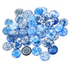 CA349 - 10 pcs Circle White Blue Flower Glass Round Dome Seals Tiles Cabochons - 12mm - Assortment of Designs - Porcelain Pattern