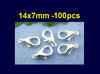 CL071 - 100 pcs. Silver Plated Lobster Clasps - 14mm X 7mm - Claw Clasps