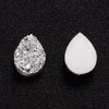 CA351 - 10 pcs Druzy Resin Embellishment Cabochons Silver - 14x10mm - Teardrop - 14mm x 10mm