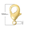 CL103 - 10 pcs. 18K Gold Plated Lobster Clasps - 12mm x 7mm - Claw Clasps