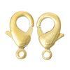 CL103 - 10 pcs. 18K Gold Plated Lobster Clasps - 12mm x 7mm - Claw Clasps
