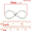P333 - 10pcs. LARGE Antique Silver Infinity Connector Charms Pendants - 30x12mm