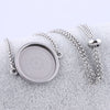 N223 - 2 pcs. 304 Stainless Steel Silver Tone Chain Necklaces - 22" (56cm) - 20mm Bezel - Tarnish Resistant!