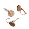 E104 - 2 pcs. (1 pair) Stainless Steel Rose Gold Plated Earring Clips Settings Lever Back Bezels Cabochons - 10mm Glue Pad Setting