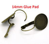 E044A - 20 pcs. Antique Bronze Earring Clips Settings Lever Back Bezels Cabochons - 14mm Glue Pad Setting