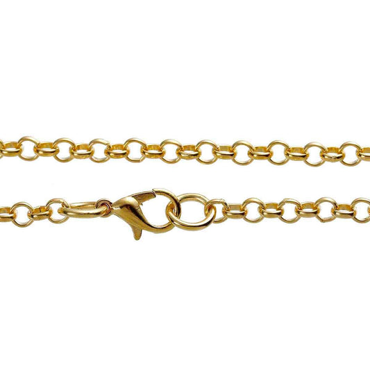 N010 - 1 pc. Gold Plated Cable Chain Link Rolo Chain Necklace - 31 7/8" - 81cm - (4mm Diameter Links) - Lobster Clasps - Claw Clasps