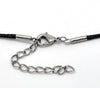 N046 - 20 pcs. Black Waxen Waxed Weave Cord Necklaces - 18.5 inch (47cm) - 18.5" - 1.5mm Thick