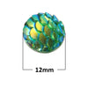 CA006 - 10 pcs Mermaid Fish Scales Resin Carved Embellishment Cabochons Green AB - 12mm