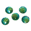 CA006 - 10 pcs Mermaid Fish Scales Resin Carved Embellishment Cabochons Green AB - 12mm