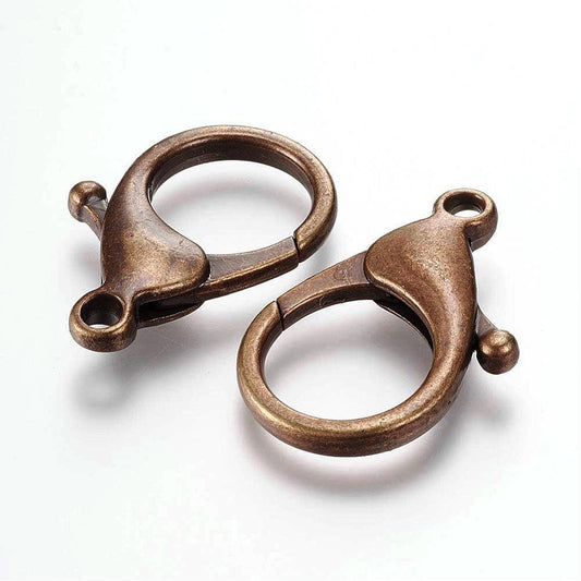 CL074- 10 pcs. Antique Bronze Tone Lobster Clasps - 35.5mm X 24mm (1.4 inch) - Claw Clasps - Brown