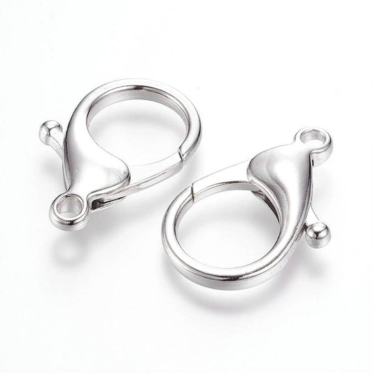 CL076 - 10 pcs. Silver Tone Lobster Clasps - 35.5mm X 24mm (1.4 inch) - Claw Clasps - Platinum
