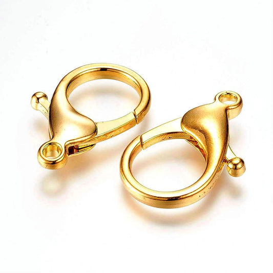 CL077 - 10 pcs. Gold Plated Copper Lobster Clasps - 35.5mm X 24mm (1.4 inch) - Claw Clasps