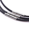 N001 - 2 pcs. Black Cowhide Cord Necklaces - 15.7 inch (40cm) - 304 Stainless Steel Twist Clasps
