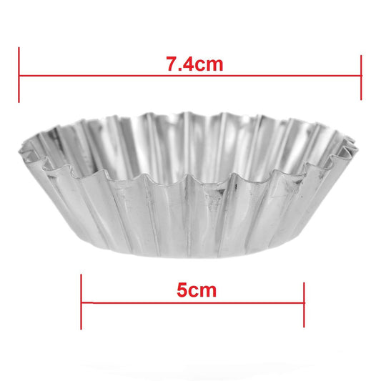 C007 - 10 pcs. Silver Tone Carbon Steel Muffin Cupcake Moulds - Baking Cooking Tool Supplies - Tins - 7.4cm (2 7/8")