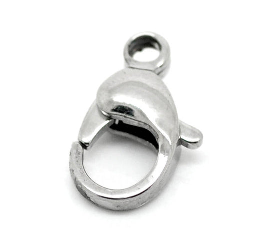 CL079 - 10 pcs. 304 Stainless Steel Lobster Clasps - 16mm x 10mm - Claw Clasps - Hypoallergenic! Tarnish Resistant!