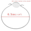 B042 - 5 pcs. Silver Tone Bangle Bezel Cabochon Bracelets - 21.5cm - 16mm Glue Pad - Made of Copper!