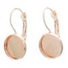 E049 - 10 pcs. Rose Gold Plated Earring Clips Settings Lever Back Bezels Cabochons - 12mm Glue Pad Setting