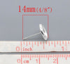 E126A - 10 pcs. Silver Plated Earring Posts Studs Settings Bezels Cabochons Tacks- 8mm Glue Pad Setting