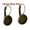 E203 - 20 pcs. Antique Bronze Earring Clips Settings Lever Back Bezels Cabochons with Glass Tiles - 12mm Glue Pad Setting - 10 tiles, 10 earrings