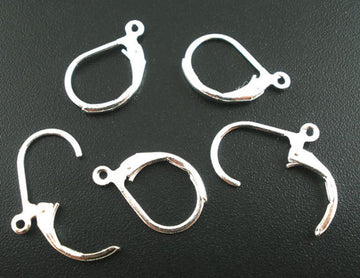 E068 - 60 pcs (30 pairs) Silver Plated Lever back Earrings - 16mm x 10mm