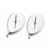 E105 - 10 pcs. 304 Stainless Steel Silver Earring Tacks Posts Studs Settings Bezels Cabochons with Loop - Teardrop - 14mm x 10mm Glue Pad Setting