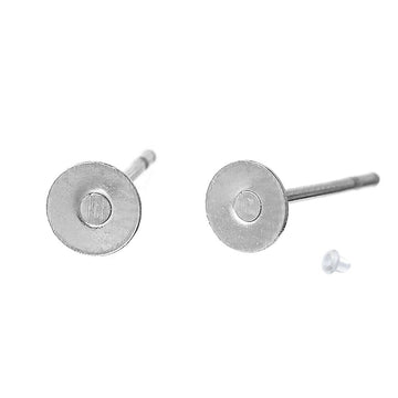 E193 - 100 pieces (50 pairs) Stainless Steel Earring Posts/Bases/Studs/Settings with Rubber Backs - 12mm x 4mm