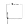 E115A - 100 pcs. (50 pairs) 304 Stainless Steel Earring Posts/Bases/Studs/Settings with Rubber Backs - 12mm x 10mm - 10mm Glue Pad