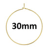 W009 - 100 Gold Plated Wine Charm/Earwire Hoop Rings - 30mm -20 Gauge