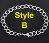 B009 - 10 pcs. Silver Plated Chain Link Bracelets with Lobster Clasps - 7 7/8 in (20 cm) - Style B - Claw Clasps