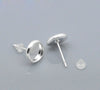 E126A - 10 pcs. Silver Plated Earring Posts Studs Settings Bezels Cabochons Tacks- 8mm Glue Pad Setting