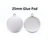P087 - 10 pcs. 304 Stainless Steel Circle Round Bezel Pendant Tags Trays - 25mm Glue Pad Setting - Single Loop - Silver Tone - Tarnish Resistant! Style B