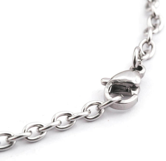 B095 - 3 pcs. 304 Stainless Steel Silver Tone Chain Bracelets - 7.09" (18cm) - 18mm Bezel - Tarnish Resistant!
