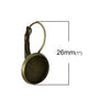 E067 - 10 pcs. Antique Bronze Earring Clips Settings Lever Back Bezels Cabochons - 12mm Glue Pad Setting - Made of Copper!