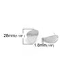 E204 - 4 pcs. Silver Tone Platinum Earring Posts Studs Settings Tacks with Loop - Drop - Leaf - Teardrop - 28mm x 21mm - Hole Size: 1.8mm