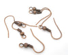 E009 - 200 pcs Antique Copper Tone Earring Hooks with Spring and Ball - 18mm x 19mm