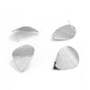 E204 - 4 pcs. Silver Tone Platinum Earring Posts Studs Settings Tacks with Loop - Drop - Leaf - Teardrop - 28mm x 21mm - Hole Size: 1.8mm