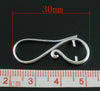 E242 - 10 pcs (5 Pairs) Silver Plated Earring Ear Wire Hooks Bases - 30mm x 16mm - Made of Copper!