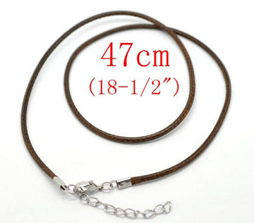 N029 - 20 pcs. Dark Brown Coffee Waxen Waxed Weave Cord Necklaces - 18.5 inch (47cm) - Thickness: 2mm