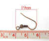 E009 - 200 pcs Antique Copper Tone Earring Hooks with Spring and Ball - 18mm x 19mm