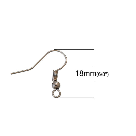E030 - 250 pcs. Assortment of Earring Hooks with Spring and Ball-18x19mm-5 Colors: Silver Plated, Gold Plated, Rose Gold, Silver Tone, Bronze