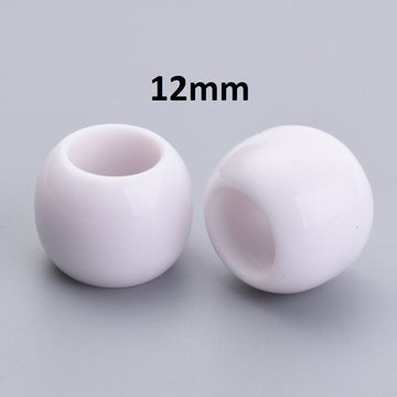 BD531 - 100 pcs White Smooth Acrylic Ball Spacer Beads - 12mm - Large Hole: 5.5mm - Fits European Cords and Paracord!