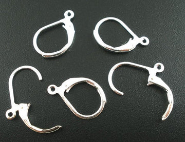 E068A - 20 pcs (10 pairs) Silver Plated Lever back Earrings - 16mm x 10mm