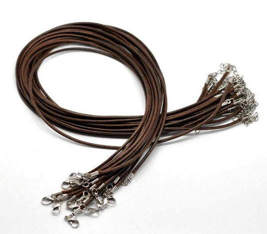 N029 - 20 pcs. Dark Brown Coffee Waxen Waxed Weave Cord Necklaces - 18.5 inch (47cm) - Thickness: 2mm